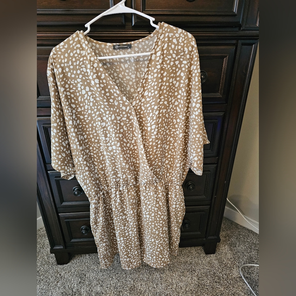 Tan and White Polka Dot Romper
